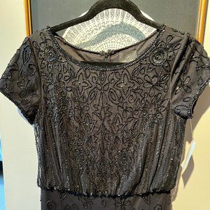 Black Beaded Adrianna Papell Full-Length Dress